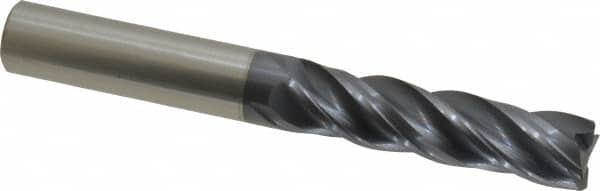 Accupro - 1/2", 4 Flute, Single End, Solid Carbide, Corner Chamfer End Mill - 4" OAL, Right Hand Flute, 2" LOC, Right Hand Cut - Benchmark Tooling