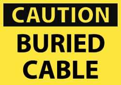 NMC - Accident Prevention Label, Header: CAUTION - Legend: Caution - Buried Cable, English, Black & Yellow, 5" Long x 3" High, Sign Muscle Finish - Benchmark Tooling
