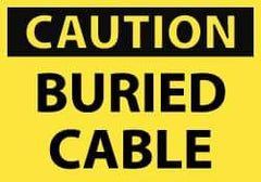 NMC - Accident Prevention Label, Header: CAUTION - Legend: Caution - Buried Cable, English, Black & Yellow, 5" Long x 3" High, Sign Muscle Finish - Benchmark Tooling