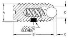 TE-CO - 5/8-11, 0.375" Ball Diam, 63/64" Body Length, 0.096" Max Ball Reach, Threaded Ball Plunger - Benchmark Tooling