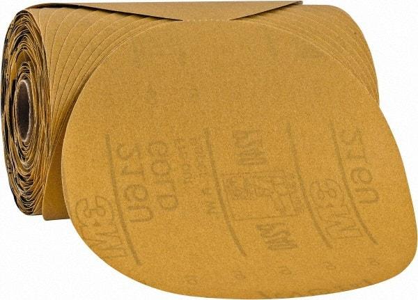 3M - 6" Diam, 240 Grit Aluminum Oxide Adhesive PSA Disc - Very Fine Grade, Gold, A Weighted Backing, Flexible, Use with Random Orbital Sanders - Benchmark Tooling