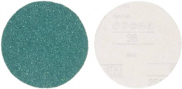 3M - 5" Diam, 36 Grit Aluminum Oxide Adhesive PSA Disc - Very Coarse Grade, Green, E Weighted Backing, Flexible, Use with Random Orbital Sanders - Benchmark Tooling