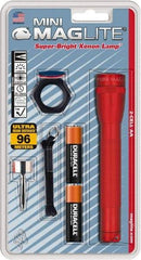 Mag-Lite - Krypton Bulb, 14 Lumens, Mini Flashlight - Red Aluminum Body, 2 AA Alkaline Batteries Included - Benchmark Tooling