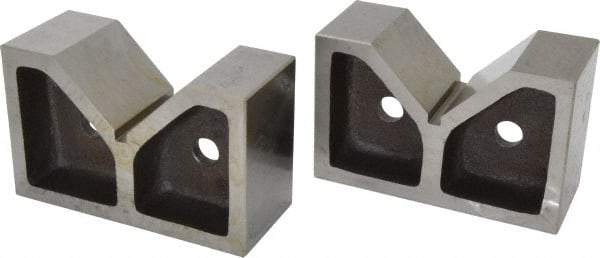 Value Collection - 3 to 3-17/32" Capacity, 90° Angle, Cast Iron V-Block - 7" Long x 3" Wide x 4-17/32" High, Sold as Matched Pair - Benchmark Tooling