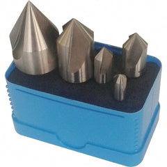 Interstate - 5 Piece, 1/4 to 1" Head Diam, 90° Included Angle, Single End Countersink Set - Benchmark Tooling