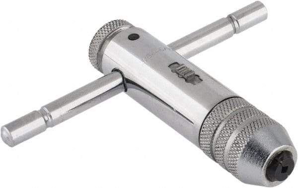 Interstate - 5/32 to 1/4" Tap Capacity, T Handle Tap Wrench - 3-3/8" Overall Length, Ratcheting - Benchmark Tooling