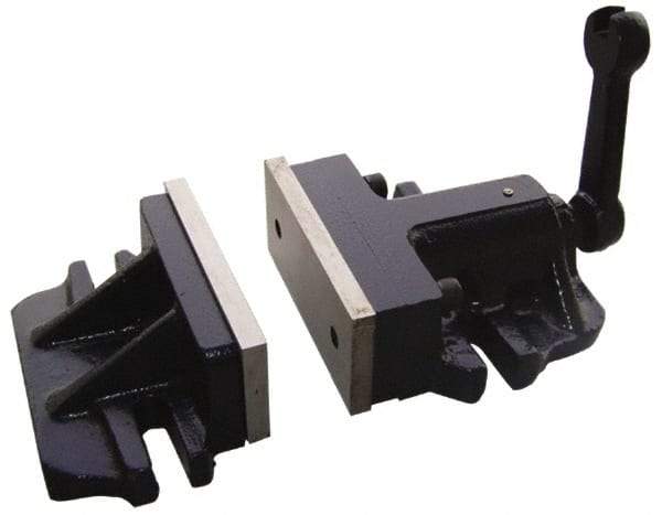 Interstate - 8" Jaw Width, Horizontal Stationary Machine Vise - Manual Operation, 1 Station, 13.39" Long x 3-3/16" Deep, 2-3/4" Jaw Height - Benchmark Tooling