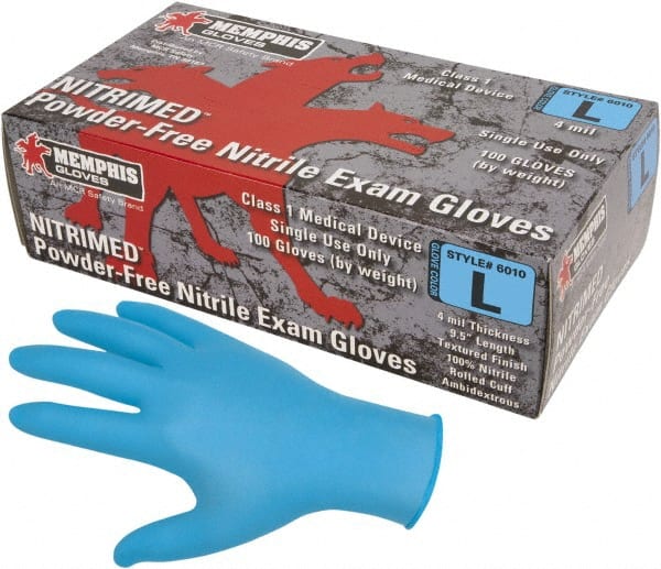 Disposable Gloves: Size Medium, 4 mil, Nitrile Blue