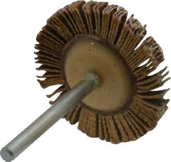 Merit Abrasives - 1-3/16" Diam x 1/8" Face Width, Very Fine Aluminum Oxide Coated Mounted Flap Wheel - 1/8" Shank Mount, 180 Grit, Cloth Backing, 30,000 Max RPM - Benchmark Tooling