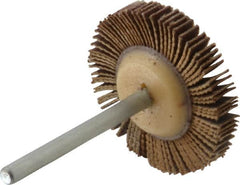 Merit Abrasives - 1-3/16" Diam x 3/16" Face Width, Very Fine Aluminum Oxide Coated Mounted Flap Wheel - 1/8" Shank Mount, 240 Grit, Cloth Backing, 30,000 Max RPM - Benchmark Tooling