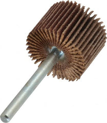 Merit Abrasives - 3/4" Diam x 1/2" Face Width, Very Fine Aluminum Oxide Coated Mounted Flap Wheel - 1/8" Shank Mount, 180 Grit, Cloth Backing, 35,000 Max RPM - Benchmark Tooling