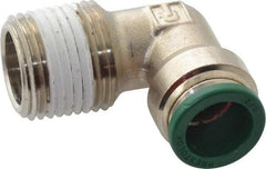 Parker - 1/2" Outside Diam, 1/2 NPTF, Nickel Plated Brass Push-to-Connect Tube Male Elbow - 300 Max psi, Tube to Male NPT Connection, Buna-N O-Ring - Benchmark Tooling