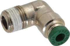 Parker - 5/32" Outside Diam, 1/8 NPTF, Nickel Plated Brass Push-to-Connect Tube Male Elbow - 300 Max psi, Tube to Male NPT Connection, Buna-N O-Ring - Benchmark Tooling