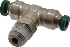 Parker - 1/8" Outside Diam, 1/8 NPTF, Nickel Plated Brass Push-to-Connect Tube Male Swivel Branch Tee - 300 Max psi, Tube to Male NPT Connection, Buna-N O-Ring - Benchmark Tooling