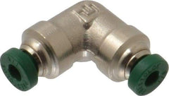 Parker - 1/8" Outside Diam, Nickel Plated Brass Push-to-Connect Tube Union Elbow - 300 Max psi, Tube to Tube Connection, Buna-N O-Ring - Benchmark Tooling