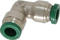 Parker - 1/4" Outside Diam, Nickel Plated Brass Push-to-Connect Tube Union Elbow - 300 Max psi, Tube to Tube Connection, Buna-N O-Ring - Benchmark Tooling