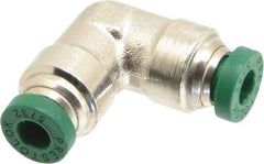 Parker - 5/32" Outside Diam, Nickel Plated Brass Push-to-Connect Tube Union Elbow - 300 Max psi, Tube to Tube Connection, Buna-N O-Ring - Benchmark Tooling