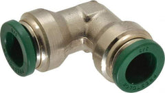 Parker - 3/8" Outside Diam, Nickel Plated Brass Push-to-Connect Tube Union Elbow - 300 Max psi, Tube to Tube Connection, Buna-N O-Ring - Benchmark Tooling