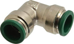Parker - 1/2" Outside Diam, Nickel Plated Brass Push-to-Connect Tube Union Elbow - 300 Max psi, Tube to Tube Connection, Buna-N O-Ring - Benchmark Tooling