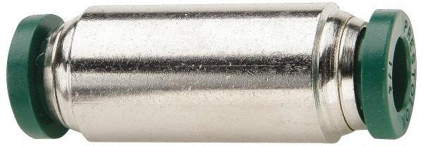 Parker - 1/4 x 5/32" Outside Diam, Nickel Plated Brass Push-to-Connect Tube Union - 300 Max psi, Tube to Tube Connection, Buna-N O-Ring - Benchmark Tooling