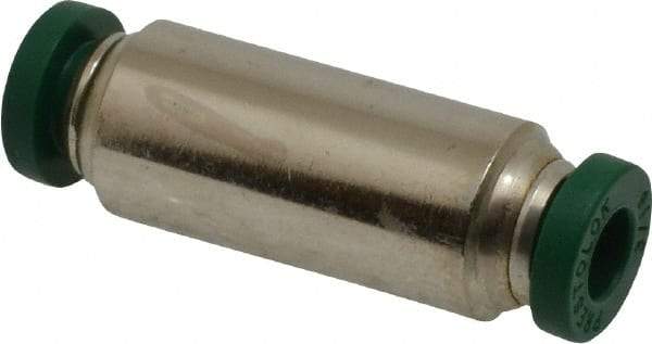 Parker - 3/16" Outside Diam, Nickel Plated Brass Push-to-Connect Tube Union - 300 Max psi, Tube to Tube Connection, Buna-N O-Ring - Benchmark Tooling