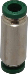 Parker - 1/4" Outside Diam, Nickel Plated Brass Push-to-Connect Tube Union - 300 Max psi, Tube to Tube Connection, Buna-N O-Ring - Benchmark Tooling