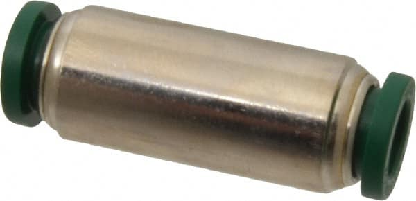 Parker - 5/16" Outside Diam, Nickel Plated Brass Push-to-Connect Tube Union - 300 Max psi, Tube to Tube Connection, Buna-N O-Ring - Benchmark Tooling