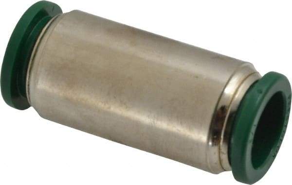 Parker - 1/2" Outside Diam, Nickel Plated Brass Push-to-Connect Tube Union - 300 Max psi, Tube to Tube Connection, Buna-N O-Ring - Benchmark Tooling