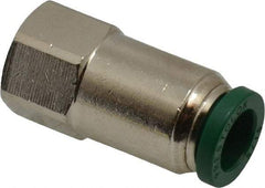 Parker - 5/16" Outside Diam, 1/8 NPTF, Nickel Plated Brass Push-to-Connect Tube Female Connector - 300 Max psi, Tube to Female NPT Connection, Buna-N O-Ring - Benchmark Tooling