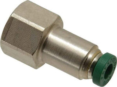 Parker - 5/32" Outside Diam, 1/8 NPTF, Nickel Plated Brass Push-to-Connect Tube Female Connector - 300 Max psi, Tube to Female NPT Connection, Buna-N O-Ring - Benchmark Tooling