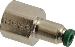 Parker - 5/32" Outside Diam, 1/4 NPTF, Nickel Plated Brass Push-to-Connect Tube Female Connector - 300 Max psi, Tube to Female NPT Connection, Buna-N O-Ring - Benchmark Tooling