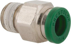 Parker - 1/4" Outside Diam, 1/8 NPTF, Nickel Plated Brass Push-to-Connect Tube Male Connector - 300 Max psi, Tube to Male NPT Connection, Buna-N O-Ring - Benchmark Tooling