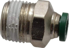 Parker - 1/4" Outside Diam, 3/8 NPTF, Nickel Plated Brass Push-to-Connect Tube Male Connector - 300 Max psi, Tube to Male NPT Connection, Buna-N O-Ring - Benchmark Tooling