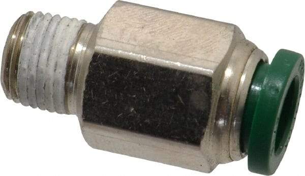 Parker - 5/16" Outside Diam, 1/8 NPTF, Nickel Plated Brass Push-to-Connect Tube Male Connector - 300 Max psi, Tube to Male NPT Connection, Buna-N O-Ring - Benchmark Tooling