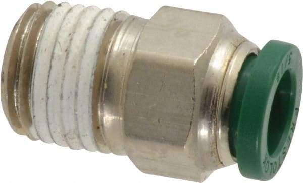 Parker - 5/16" Outside Diam, 1/4 NPTF, Nickel Plated Brass Push-to-Connect Tube Male Connector - 300 Max psi, Tube to Male NPT Connection, Buna-N O-Ring - Benchmark Tooling