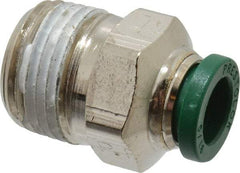 Parker - 5/16" Outside Diam, 3/8 NPTF, Nickel Plated Brass Push-to-Connect Tube Male Connector - 300 Max psi, Tube to Male NPT Connection, Buna-N O-Ring - Benchmark Tooling