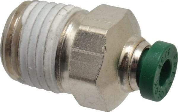 Parker - 5/32" Outside Diam, 1/4 NPTF, Nickel Plated Brass Push-to-Connect Tube Male Connector - 300 Max psi, Tube to Male NPT Connection, Buna-N O-Ring - Benchmark Tooling