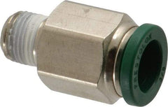 Parker - 3/8" Outside Diam, 1/8 NPTF, Nickel Plated Brass Push-to-Connect Tube Male Connector - 300 Max psi, Tube to Male NPT Connection, Buna-N O-Ring - Benchmark Tooling