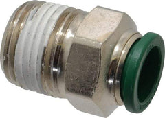 Parker - 1/2" Outside Diam, 1/2 NPTF, Nickel Plated Brass Push-to-Connect Tube Male Connector - 300 Max psi, Tube to Male NPT Connection, Buna-N O-Ring - Benchmark Tooling