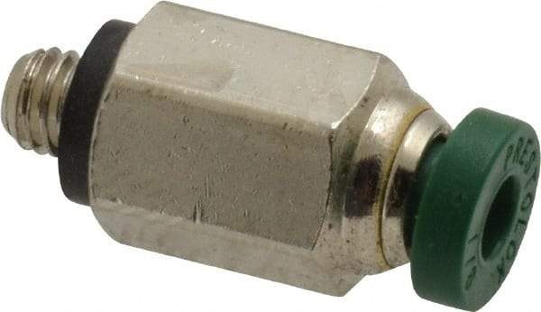 Parker - 1/8" Outside Diam, 10-32 UNF, Nickel Plated Brass Push-to-Connect Tube Male Connector - 300 Max psi, Tube to Male UNF Connection, Buna-N O-Ring - Benchmark Tooling