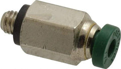 Parker - 1/8" Outside Diam, 10-32 UNF, Nickel Plated Brass Push-to-Connect Tube Male Connector - 300 Max psi, Tube to Male UNF Connection, Buna-N O-Ring - Benchmark Tooling