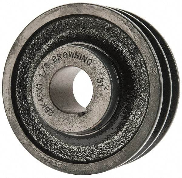 Browning - 1-1/8" Bore, 1-15/32 Long, 4-1/4" Outside Diam, Finished Bore Two Groove V Belt Sheave - 3.9 Belt Pitch B, 3-1/2" Pitch Diam of 4L Belt - Benchmark Tooling