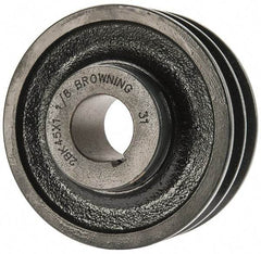 Browning - 1-1/8" Bore, 1-15/32 Long, 4-1/4" Outside Diam, Finished Bore Two Groove V Belt Sheave - 3.9 Belt Pitch B, 3-1/2" Pitch Diam of 4L Belt - Benchmark Tooling
