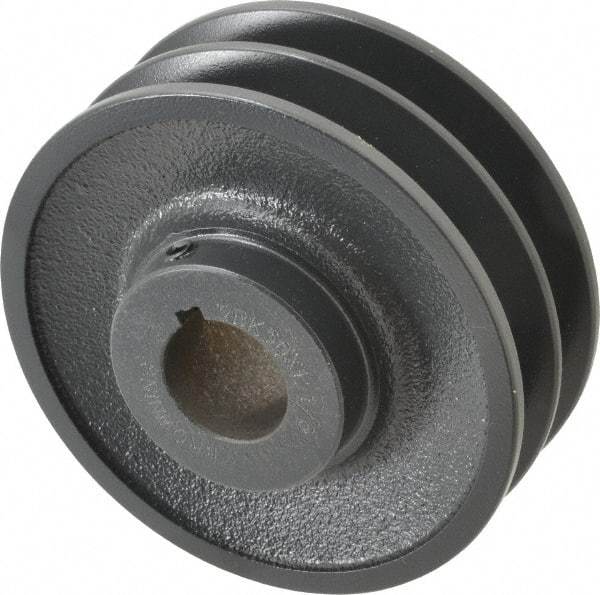 Browning - 1-1/8" Bore, 1-15/32 Long, 4-3/4" Outside Diam, Finished Bore Two Groove V Belt Sheave - 4.4 Belt Pitch B, 4" Pitch Diam of 4L Belt - Benchmark Tooling
