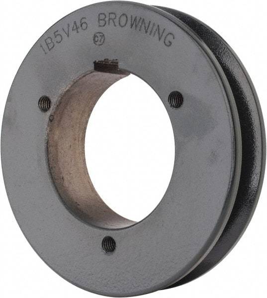 Browning - 1 Groove, 5/8 to 2-1/4 Bore Diam, 4.88" Outside Diam, QD Bushed V Belt Sheave - 4.7 5V Diam Belt Pitch - Benchmark Tooling