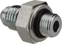 Voss - 7/16-20 x 1/8 Male Thread, Zinc Plated Carbon Steel Industrial Pipe Adapter - MJIC x MBSPP - Benchmark Tooling