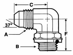 Voss - 3/4-16 x M22x1.5 Male Thread, Zinc Plated Carbon Steel Industrial Pipe 90° Elbow Adapter - MJIC x Male Metric - Benchmark Tooling