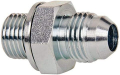 Voss - 9/16-18 x 1/4 Male Thread, Zinc Plated Carbon Steel Industrial Pipe Adapter - MJIC x MBSPP - Benchmark Tooling