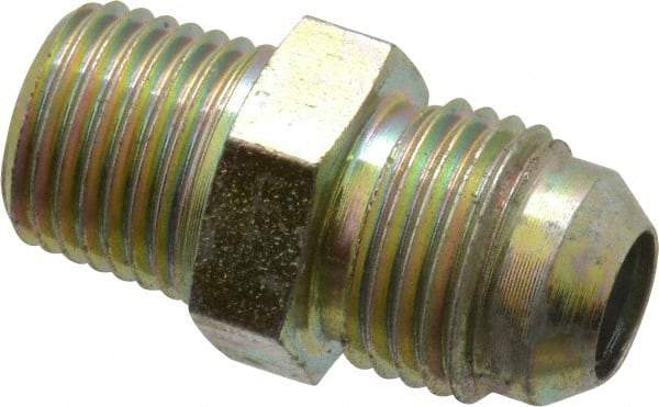 Voss - 9/16-18 x 1/4 Male Thread, Zinc Plated Carbon Steel Industrial Pipe Adapter - MJIC x MBSPT - Benchmark Tooling