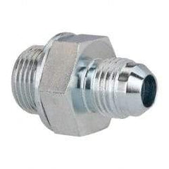 Voss - 9/16-18 x 3/8 Male Thread, Zinc Plated Carbon Steel Industrial Pipe Adapter - MJIC x MBSPP - Benchmark Tooling